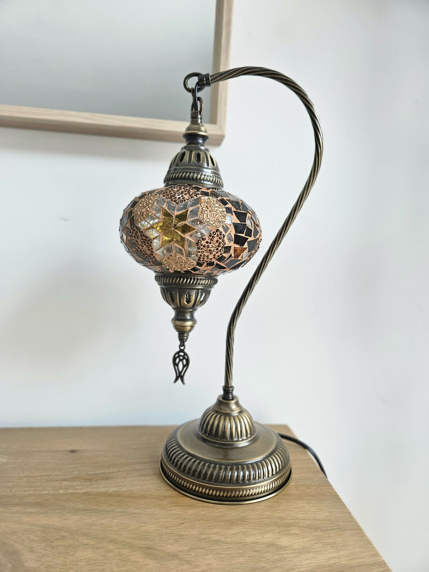 Lampe mosaïque: Cygne marron