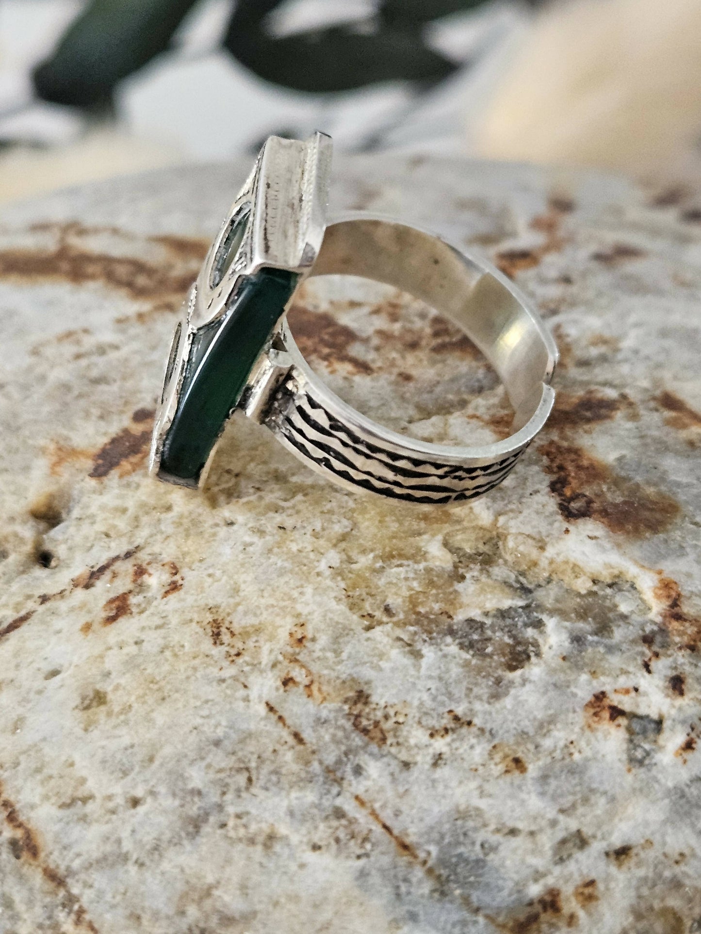 Bague touareg Agate Verte