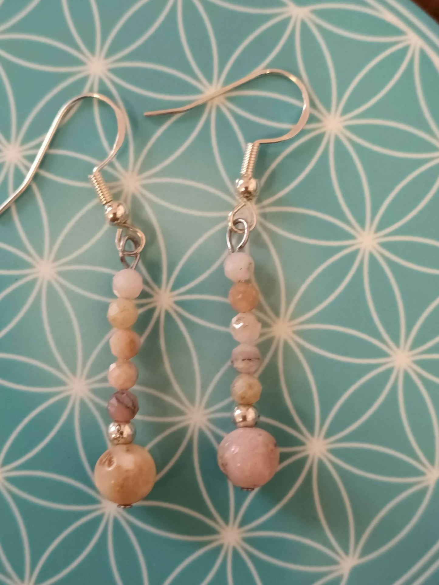 Boucles d'oreilles en opale rose