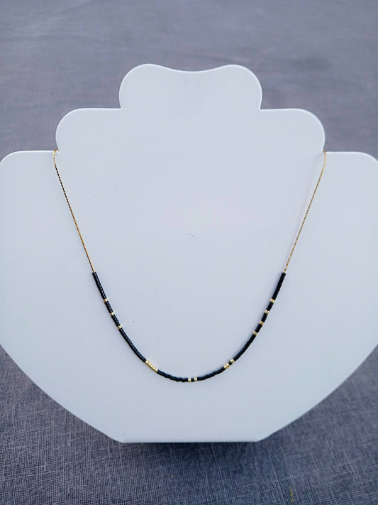 Collier de perles Miyuki noir