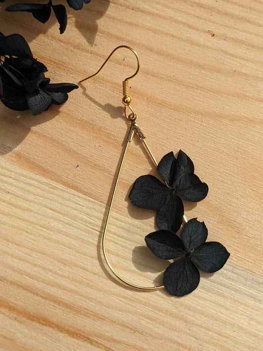 Boucles d'oreilles Goutte duo d'Hortensia Noir