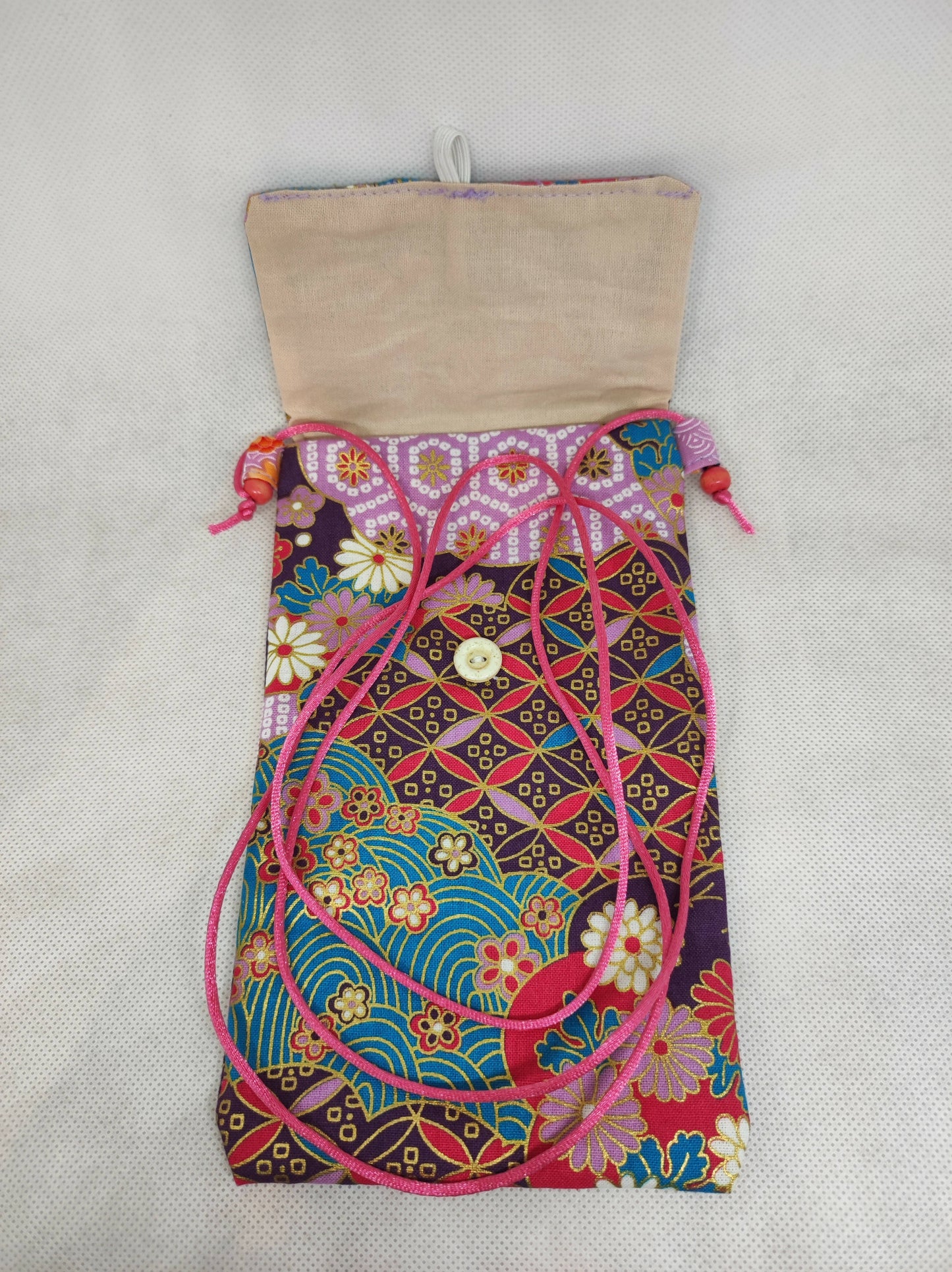 Pochette téléphone rose, violet, bleu