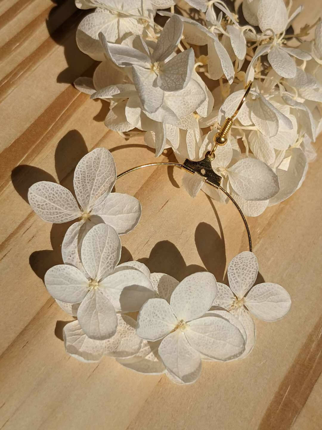Créoles en fleurs stabilisées, Hortensia blanc