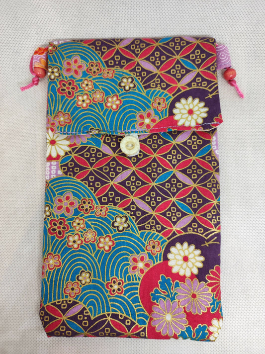 Pochette téléphone rose, violet, bleu