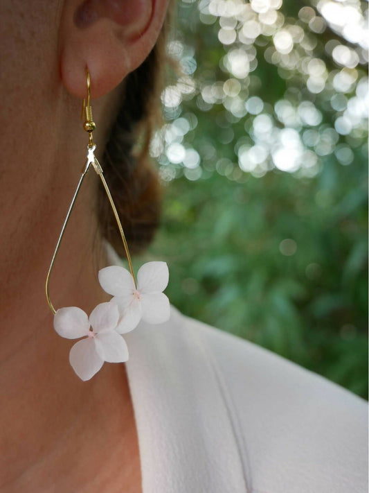 Boucles d'oreilles Goutte duo d'Hortensia Rose Poudré