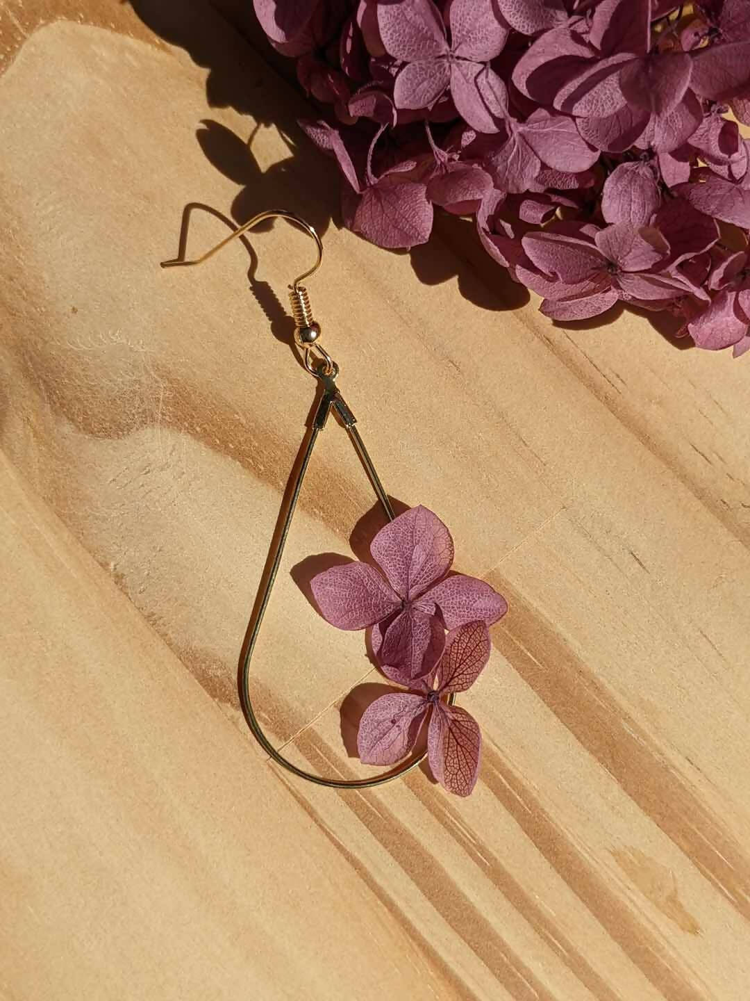 Boucles d'oreilles Goutte duo d'Hortensia Violet