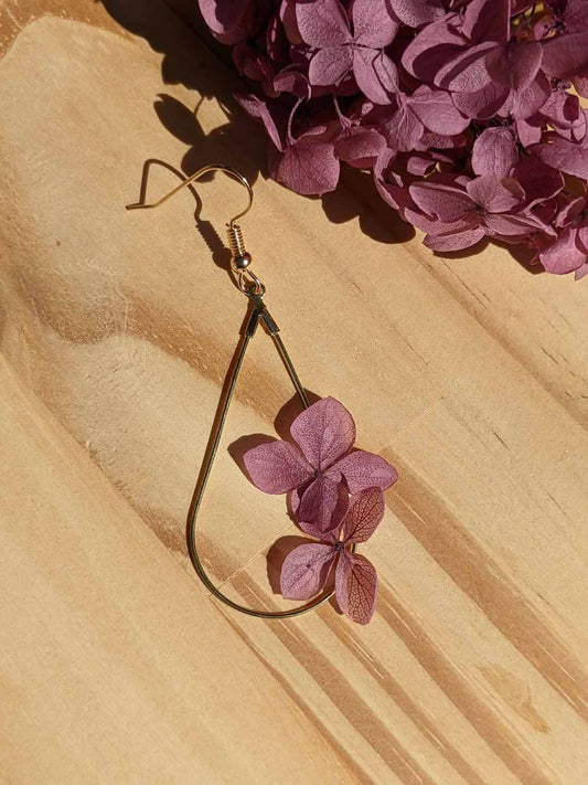 Boucles d'oreilles Goutte duo d'Hortensia Violet