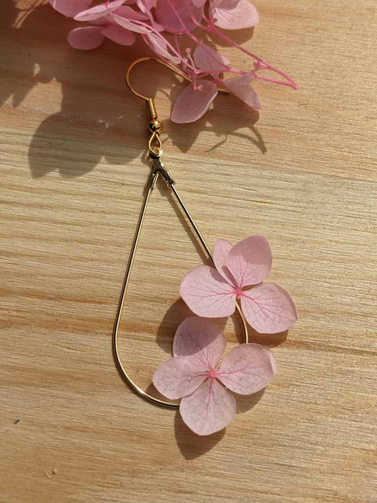 Boucles d'oreilles Goutte duo d'Hortensia Rose