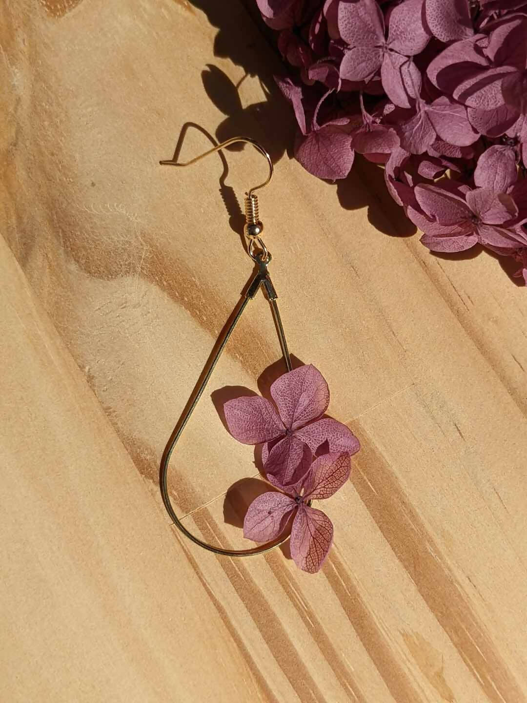 Boucles d'oreilles Goutte duo d'Hortensia Violet