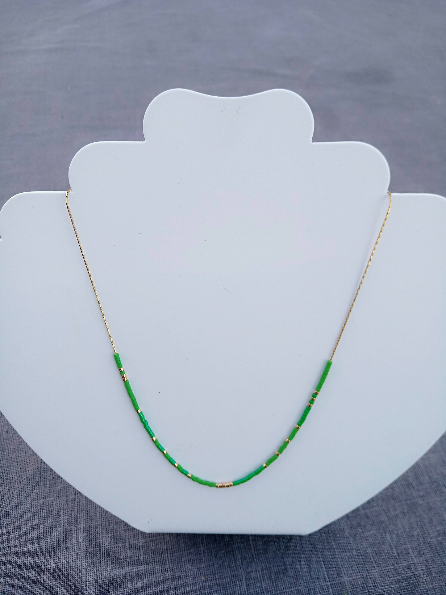 Collier de perles Miyuki deux verts.
