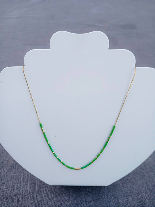 Collier de perles Miyuki deux verts.